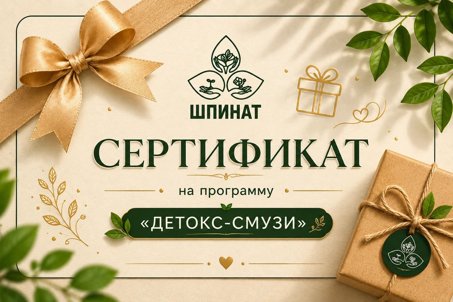 Сертификат на программу Детокс-Смузи — полезная еда с доставкой от ШПИНАТ